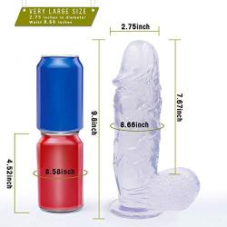 Huge Dildo XXL with Testicles and Obvious Glans, Sex Toy with Powerful Suction Cup for Pure Pleasure, You Can Get Into Intense Orgasm,Transparent