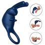Vibrating Penis Ring Waterproof Rechargeable Rabbit Clitoris Stimulator Cock Ring Vibrator with 10 Speed Vibrations Sex Toy for Male Or Couples (Dark Blue)