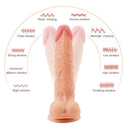 Realistic Anal Dildo with 10 Powerful Vibration Modes Bendable Shaft Soft Silicone for G-spot Anal Prostate Stimulation, PALOQUETH Waterproof Vibrating Dildo with Strong Suction Cup for Beginner Advan