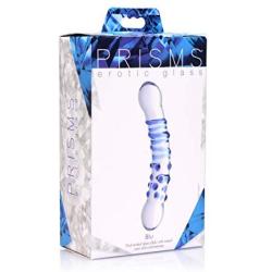 Prisms Dual Ended Glass Dildo, Blue