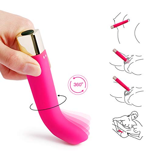 Bullet Vibrator Mini Clitorial Stimulator Women, Silicone Adult Massager Sex Toy Rechargeable 16 Speeds Waterproof G-spot Vibrator for Women Couples (Pink)