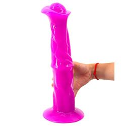 Huge Super Long Horse Cock Type Anal Dildo 13.8&quotx3.35&quotx5.12" Big Plug Ribbed Body Strong Suction Cup (Purple)