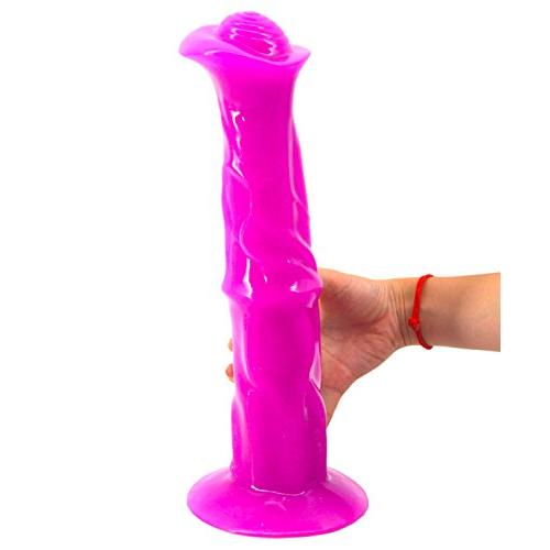 Huge Super Long Horse Cock Type Anal Dildo 13.8&quotx3.35&quotx5.12" Big Plug Ribbed Body Strong Suction Cup (Purple)