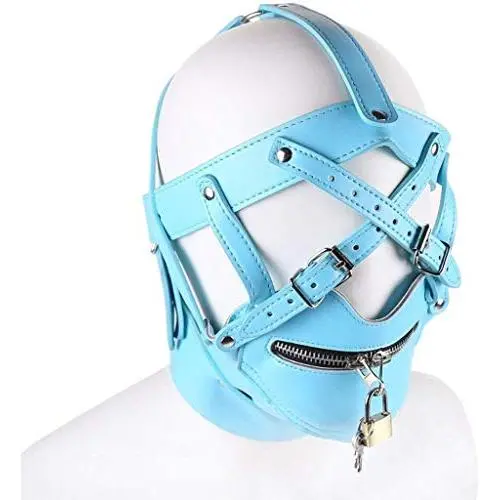 SHWSM Sex Black Leather Costúme Mask Hood Colsed Headgear HarneSex Toy Mouth Bala Chaǐn Mask SHWSM Sex Black Leather Costúme Mask Hood Colsed Headgear HarneSex Toy Mouth Bala Chaǐn Mask