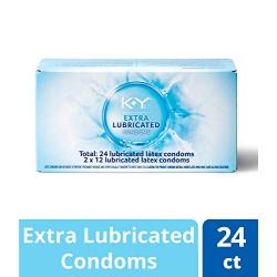 K-Y  Extra Lubricated Ultra Thin Latex Condoms- Extra Water Based Lube For Comfort and Smoothness, Reservoir Tip, HSA Eligible, 24 Count