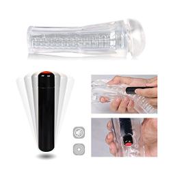 Handyman Deluxe Male Masturbation Cup Realistic Clear Vagina Pocket Stroker for Male Masturbator with Vibration Cyberskin Sex Toys