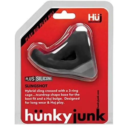 Hunkyjunk Slingshot 3 Ring Teardrop Silicone Blend Cock Ring - Tar Black Hunkyjunk Slingshot 3 Ring Teardrop Silicone Blend Cock Ring - Tar Black