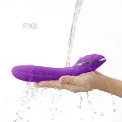 Silicone G-Spot Vibrator - 12 Modes Waterproof Heat Massager, Curved Stimulator Magic Wand - Purple