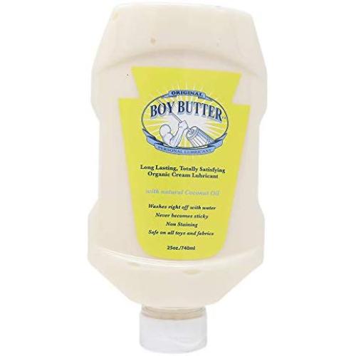 Boy Butter XL Personal Lubricant | Natural Coconut Oil & Organic Silicone | Non Staining, Washable & Slick Lube for Adult Men, Women & Couples | Original Formula Oil Based Cream Made in the USA | 25oz