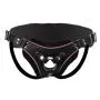 Strict Leather Low Rise Leather Strap-On Dildo Harness with Pink Accents Strict Leather Low Rise Leather Strap-On Dildo Harness with Pink Accents