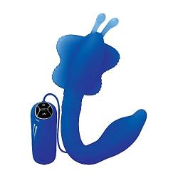 Evolved Novelties Adam and Eve Bendable Butterfly Silicone Vibe Blue Waterproof, 7 Inch