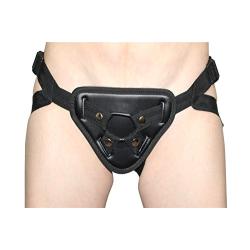 SWEETFUN Adjustable Leather Strap On Sex Harness Black