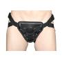 SWEETFUN Adjustable Leather Strap On Sex Harness Black
