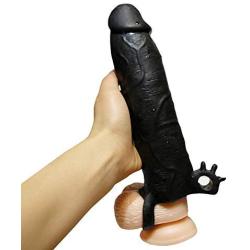 UEE Soft Realistic 30% Enhancer Penis Sleeve Penis Extension Extender Cock Sleeve Girth Enhancer Add in 3" for 5-6.5 inches-100% Discreet Shipping (Black)