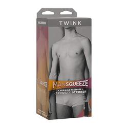 Doc Johnson Man Squeeze - Twink - Squeeze Plate for Precise Pressure - Twist End Cap to Control Suction - Discreet Premium Stroker - Male Masturbator, Ass, Vanilla