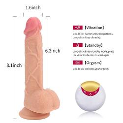 Vibrating Realistic Dildo Vibrator with 360° Rotation and Thrusting, Adorime Silicone G-Spot Dildos with Strong Suction Cup and Wireless Remote Control - Rechargeable Waterproof Sex Toys for Women