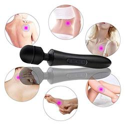 Cordless Wand Handheld Massager Magic Body Therapy Electric 10X Multi-Speed Strong Vibration USB Rechargeable Black