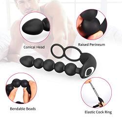 UTIMI Butt Plug with Penis Ring & Anal Bead Vibrator Prostate Massager, Ejaculation Enhancer Erection Prolonger, 3 Powerful Motors Built-in