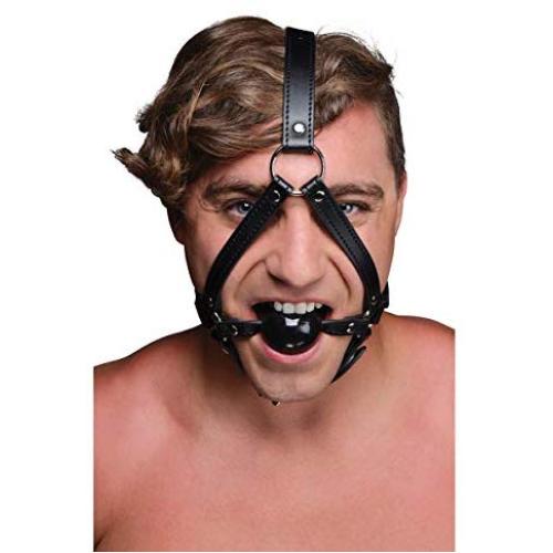 Strict Leather Head Harness with Inch Ball Gag Strict Leather Head Harness with Inch Ball Gag