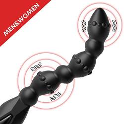 Vibrating Anal Beads Vibrator with Dual Motors, Flexible Silicone Butt Plug Prostate Massager with 10 Powerful Vibrations, Fondlove Anal Sex Toy for Gay Couples and Solo Masturbation