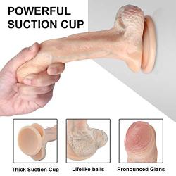 Realistic Dildo with Suction Cup, BEING FETISH Silicone Bendable 7.5 Inch G-Spot Dildo Premium Liquid Silicone Penis Dong Adult Sex Toy for Woman Female Masturbation Flesh Skin Body Safe