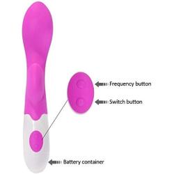 Rabbit Vibrator Silicone Waterproof 30-Speed Vibrator Clitoris Stimulator G-spot Massager(Purple)