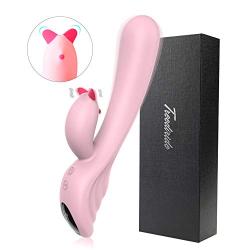 G Spot Rabbit Vibrator with Fox Mouth for Clitoris Stimulation,Treediride Waterproof Dildo Vibrator Clit Stimulator with 9 * 9 Vibration Modes Quiet Dual Motor Sex Toy for Women Couple (Pink)