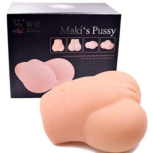 Male Sex Love Doll Masturbator with Two Holes for Masturbation, SHEQU 3D Realistic Vagina and Anal Masturbator Silicone Natural Suction Adult Toys 5Pounds (Maki Ass)