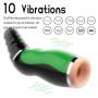 Male Masturbator Cup, Electric Automatic Clamping+Vibrating with Various Girls Moans Stroker Masturbation Cup Rechargeable 3D Realistic Vagina Massage Vibrator Sex Toys for Men Blowjob(Green)