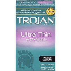 Trojan Ultra Thin Premium Lubricated Condoms - 12 Count