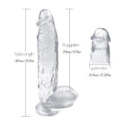 SJX-Love Huge Dongs 12 Inch Medical-Grade Crystal Glass Stick Straight Inside Soft Wand Couple Role Play SJX-Love