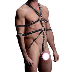 Strict Male Body Harness, Sexy Slave Adjustable Full Body Chest Harness with Cock Strap, PU Leather Bondage Kit for Men