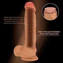 8 Inch Dildo Lifelike Silicone Realistic Dual Density Mens Penis Cock Dong Anal Sex Toys for Masturbation