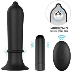 Vibrating Butt Plug, Male Vibrator Remote Control Anal Sex Toys Prostate Massager with 9 Vibrations Silicone P Spot Trainer Waterproof for Men Women Couple