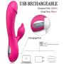 G Spot Rabbit Vibrator, Sexy Slave Ava Clitoral Stimulator with Tongue Tickler, Liquid Silicone Waterproof Dildo Massager with 7 Vibration, Quiet Dual Stimulation Sex Toys for Women, Rose Pink