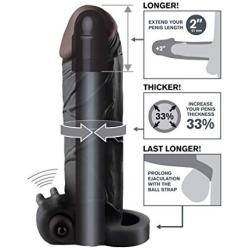Pipedream Fantasy X-tension Vibrating Real Feel, Black, 2 Inch