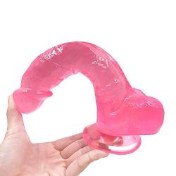 9 Inch Clear Transparent Women Toy with Powerful Suction Cup for Hands Free Play,Crystal Pink