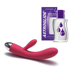 Elegant Dual Motor Rabbit by SVAKOM with Touch Activated Mode & Astroglide Water-Based Lubricant 2.5 Oz