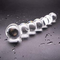 MXD Crystal Clear Glass Bǔtt Pull Beads Comfortable Massage Wànd Female Relaxation Toys T-Shirt