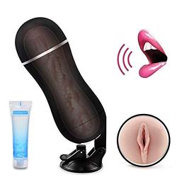 Male Masturbator with Strong Suction Base for Hands Free Fun, PALOQUETH Man Masturbation Cup with Porn Star Moaning Feature 10 Vibration Modes for Life Like Experience