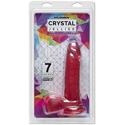 Doc Johnson Crystal Jellies - 7 Inch Realistic Cock With Balls - Strong Suction Cup Base - 7.2 in. Long and 1.7 in. Wide - Dildo, Pink