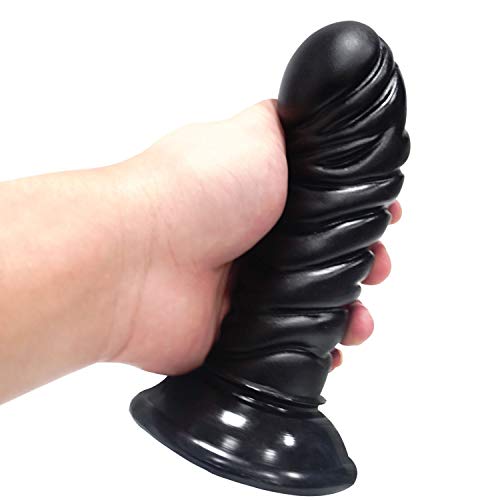 Picdd Silicone 6.3in Lifelike Huge Women Personal Relax Massager Material for Female Beginner Personal Body (Color : Black)