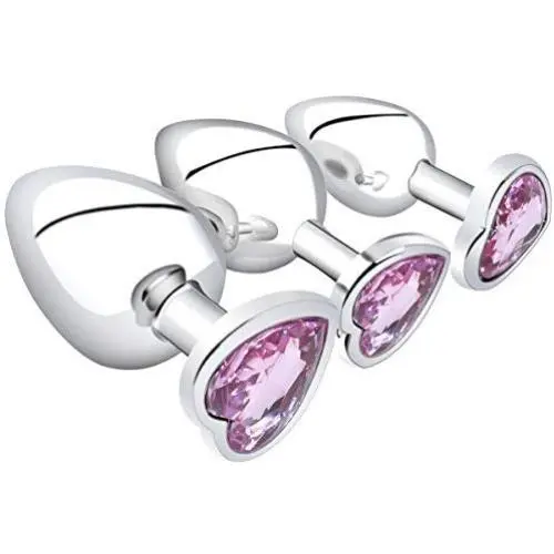 FeiGu 3 Pieces Heart Shape Jeweled Butt Plug Kit, Stainless Steel Anal Training Sets Adult Sex Toy for Beginners Couples FeiGu 3 Pieces Heart Shape Jeweled Butt Plug Kit, Stainless Steel Anal Training Sets Adult Sex Toy for Beginners Couples