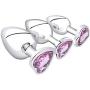 FeiGu 3 Pieces Heart Shape Jeweled Butt Plug Kit, Stainless Steel Anal Training Sets Adult Sex Toy for Beginners Couples