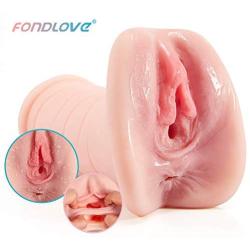 Male Masturbator Pocket Pussy Stocker, Fondlove Realistic Vaginal and Anal Canal Strocker with Lifelike Channel, Blow Job Sex Toy for Men Masturbation (6.9")