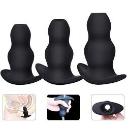 Raycity 3PCS Medical Silicone Hollow Butt Plug- Anal Trainer Sex Toys, Masturbation for Men,for Women