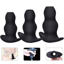 Raycity 3PCS Medical Silicone Hollow Butt Plug- Anal Trainer Sex Toys, Masturbation for Men,for Women