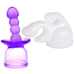 Massager Attachments Massage Accessory Attachment Accessories Silicone - Two Different Styles (Purple+White)