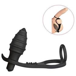 Anal Plug, Sexbaby 10 Speed Prostate Massager, Vibrating Waterproof Sex Toys for Man with 2 Erection Enhancing Cock Ring