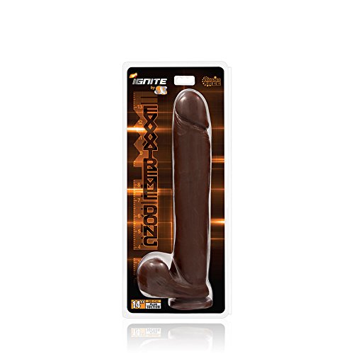 Si Novelties Exxtreme Dong with Suction, Brown, 14 Inch, 38.4 Ounce